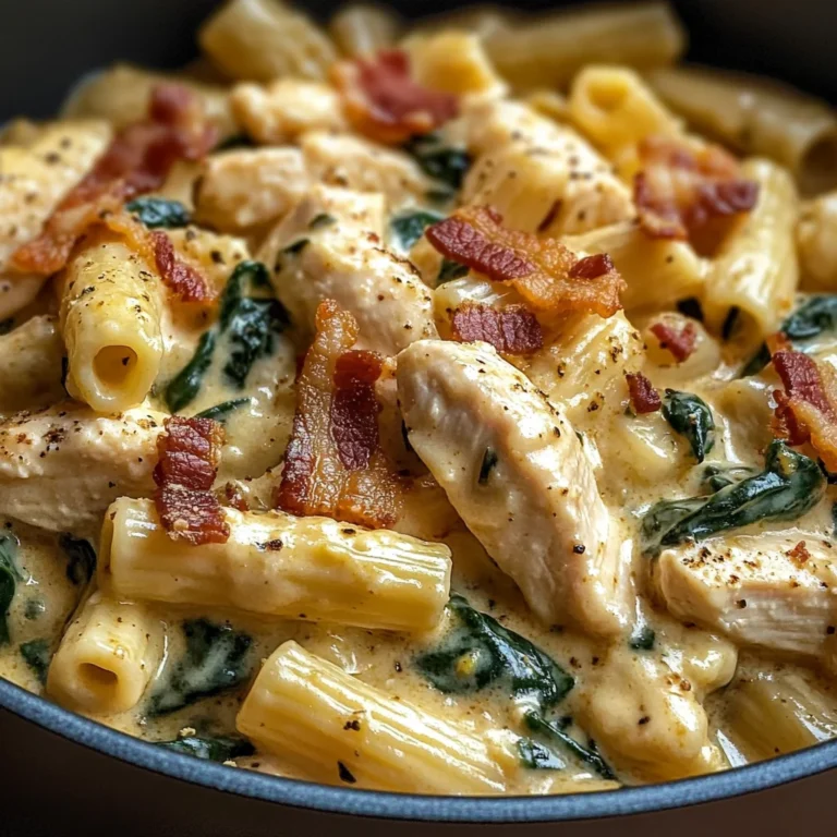 Creamy Chicken Pasta with Spinach and Bacon