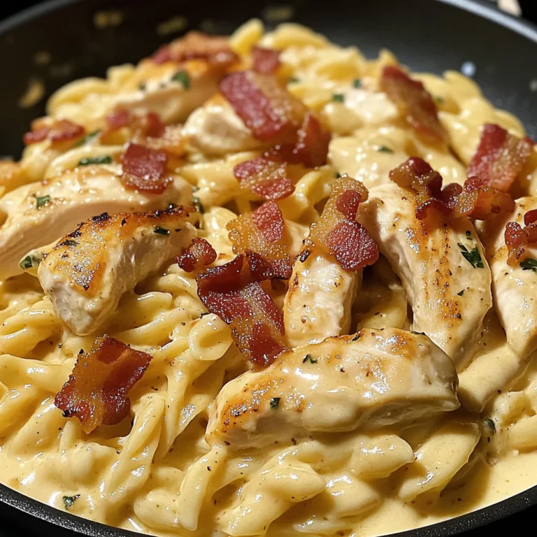 Creamy Honey Dijon Chicken Pasta with Crispy Bacon
