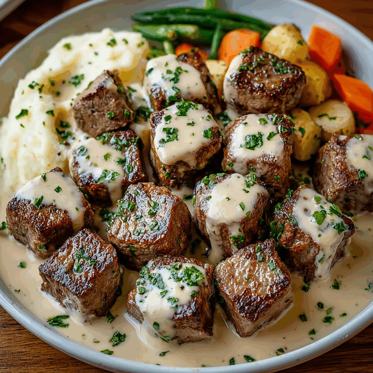 Garlic Butter Steak Bites with a Rich Parmesan Cream Sauce