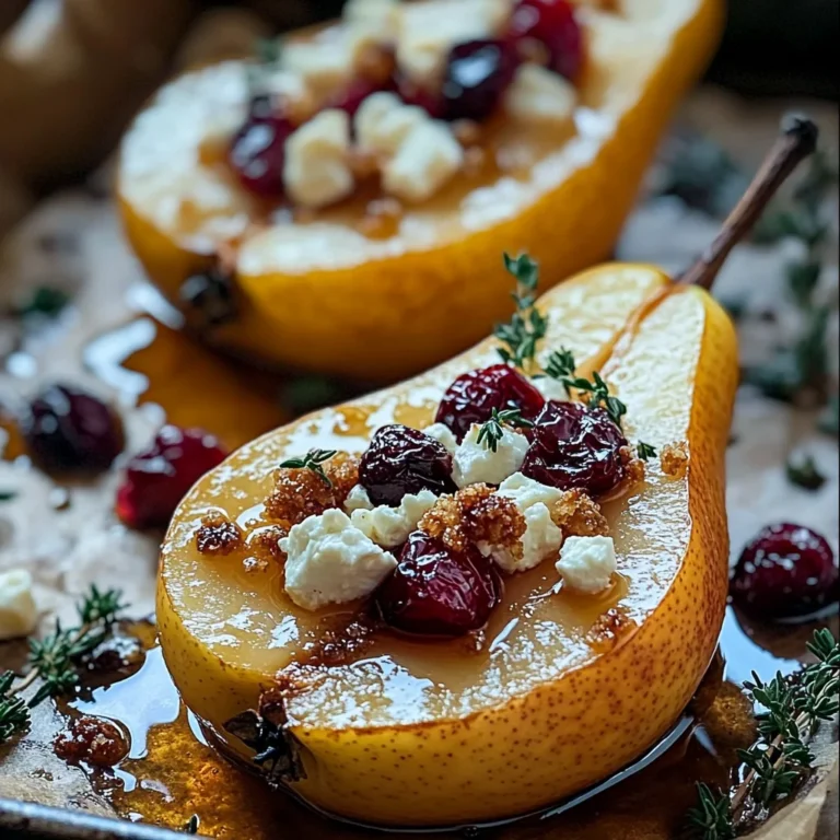 Baked Pears with Feta, Honey, and Cranberries