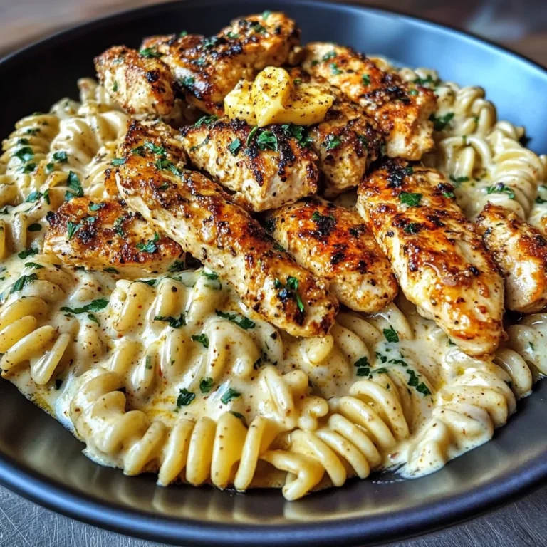 Creamy Alfredo Chicken Rotini with Cajun Butter Drizzle