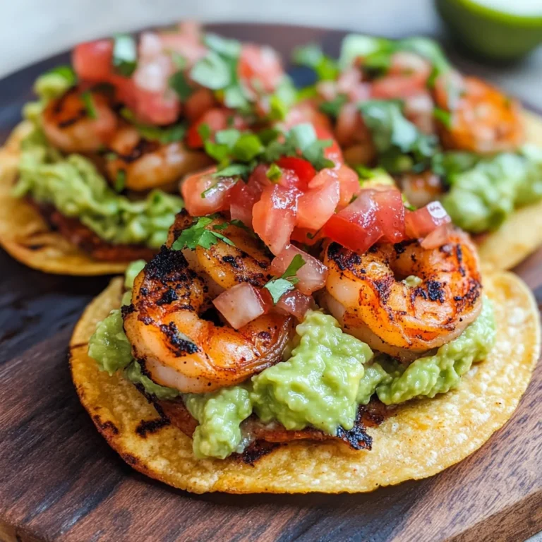 Grilled Shrimp Tostadas with Guacamole & Pico de Gallo