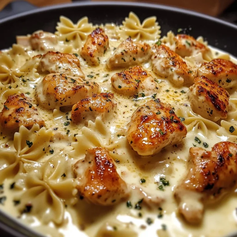Mozzarella Garlic Butter Chicken Bowties in Cheesy Cream