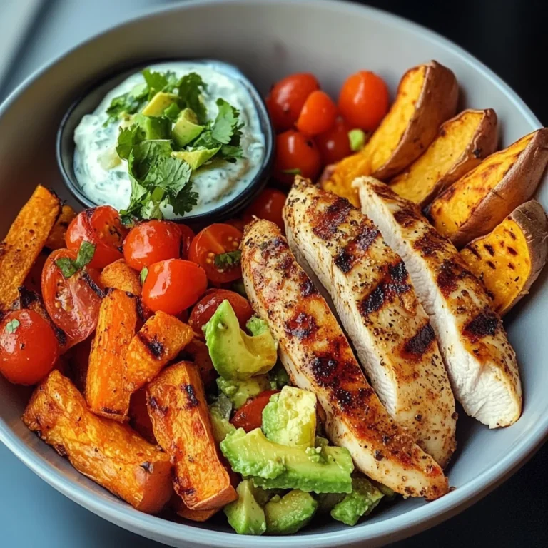 Power Bowl with Grilled Chicken, Sweet Potato Wedges & Avocado Salsa