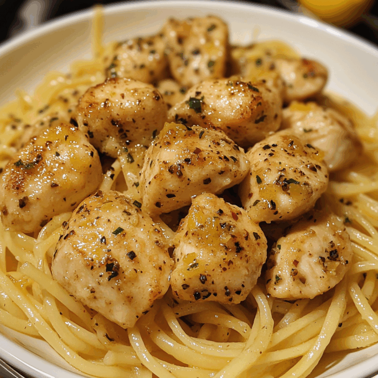 Lemon Garlic Butter Chicken Bites with Savory Parmesan Linguine
