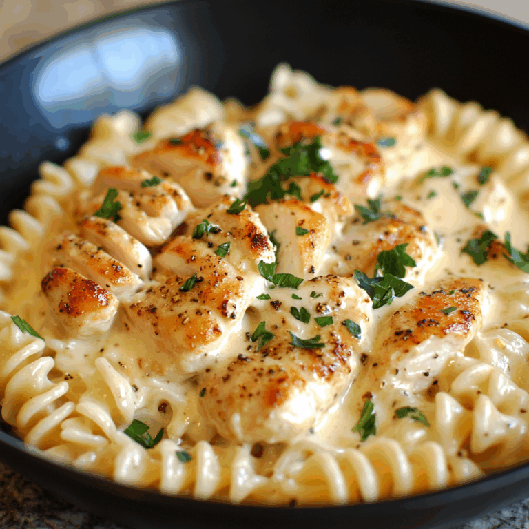 Creamy Garlic Chicken and Rotini with Mozzarella Alfredo