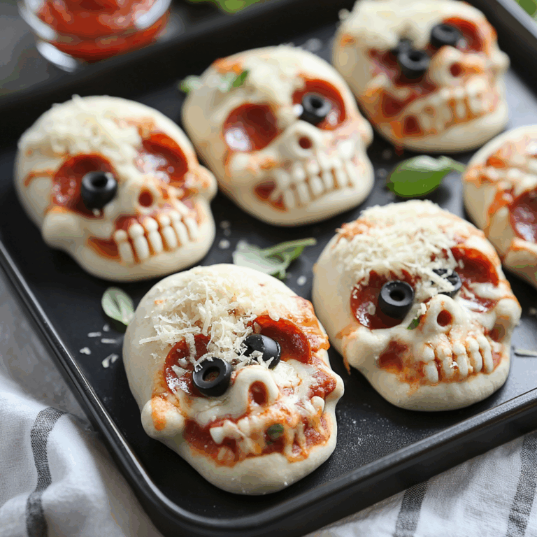 Cheesy Halloween Pizza Skulls