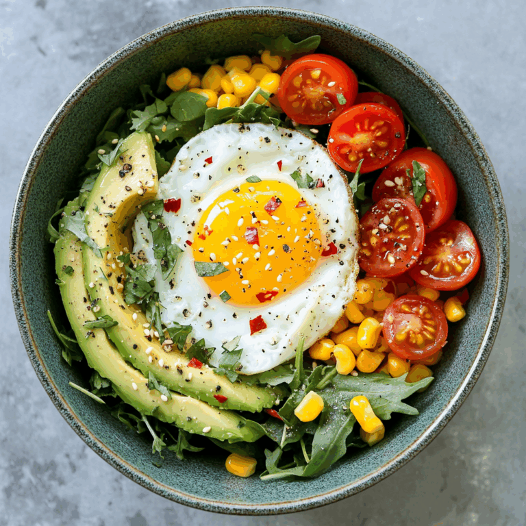 Sunny Avocado Breakfast Bowl with Corn & Cherry Tomatoes
