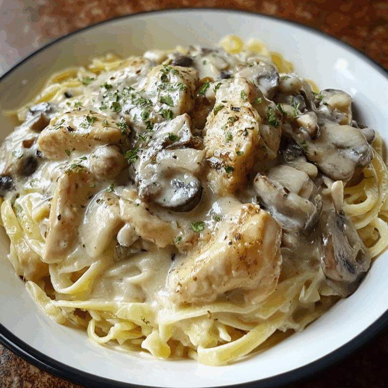 Creamy Garlic Chicken & Mushroom Pasta