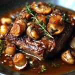 Braised Lamb Shoulder with Lions Mane Mushrooms and Thyme