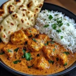 Butter Chicken with Coriander, Rice, and Naan