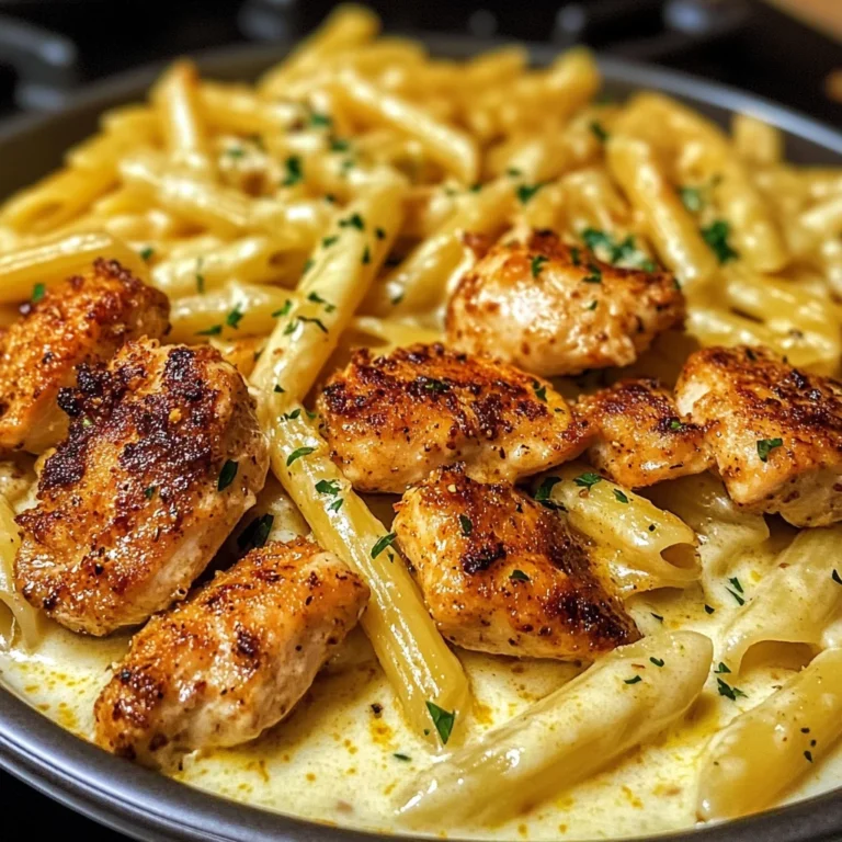 Cajun Chicken Bites with Cheesy Penne Parmesan Sauce