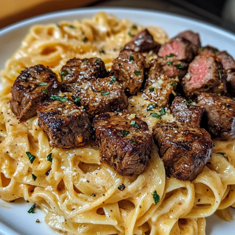 Cajun Steak Tips with Cheesy Parmesan Linguine