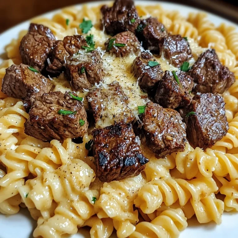 Cajun Steak Tips with Cheesy Parmesan Twisted Pasta