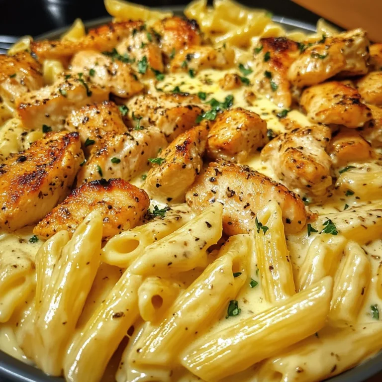 Cheesy Chicken Penne in Garlic Butter Parmesan Sauce