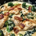 Creamy Chicken Alfredo with Spinach, Bacon, and Broccoli