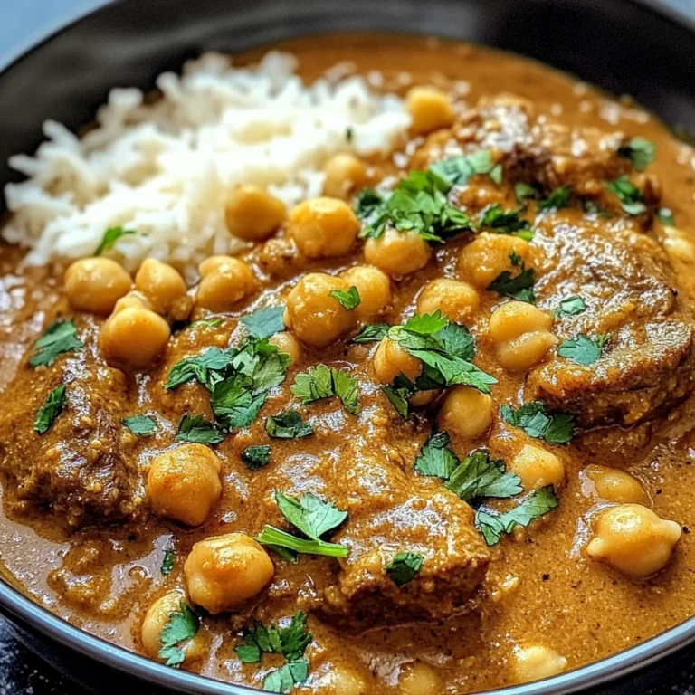 Creamy Coconut Beef & Chickpea Curry with Freshly Baked Garlic Naan