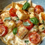 Creamy Halloumi Pasta with Tomatoes and Basil