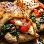 Roasted Red Pepper, Spinach, and Mozzarella Stuffed Chicken