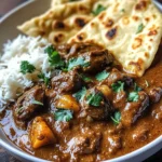 Slow-Cooked Beef Curry with Buttery Garlic Naan