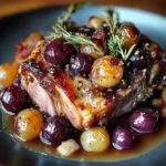Slow-Roasted Lamb Shoulder with Rosemary, Garlic Cream & Caramelized Grapes