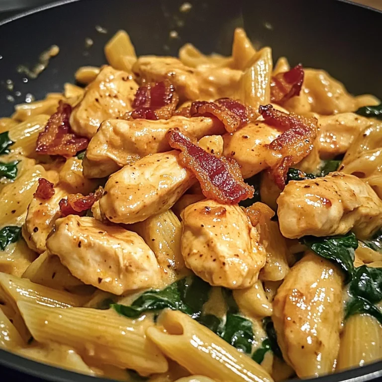 Zesty Honey BBQ Chicken Pasta with Creamy Bacon & Spinach
