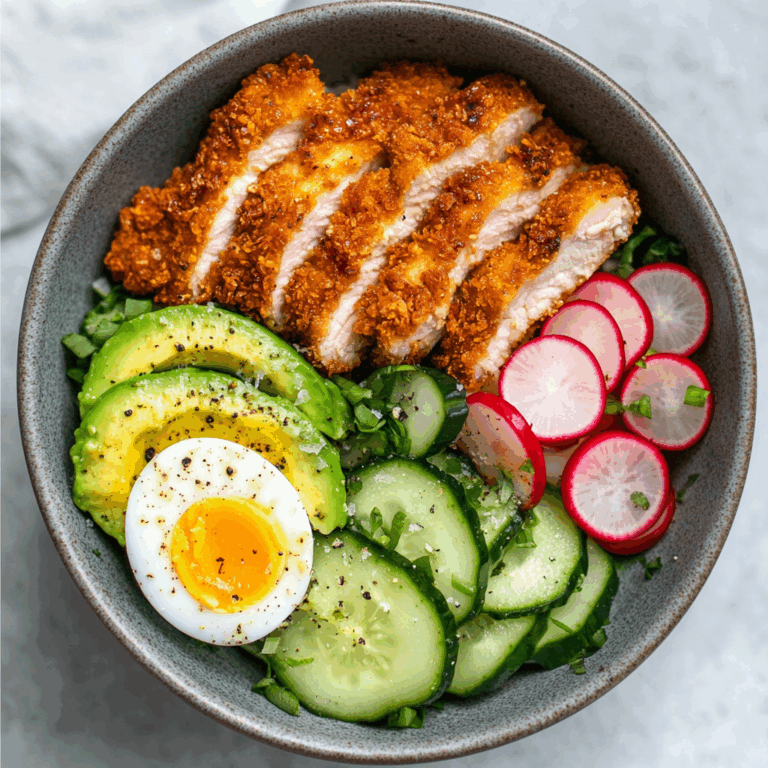 Crispy Chicken & Veggie Power Bowl with Avocado & Egg