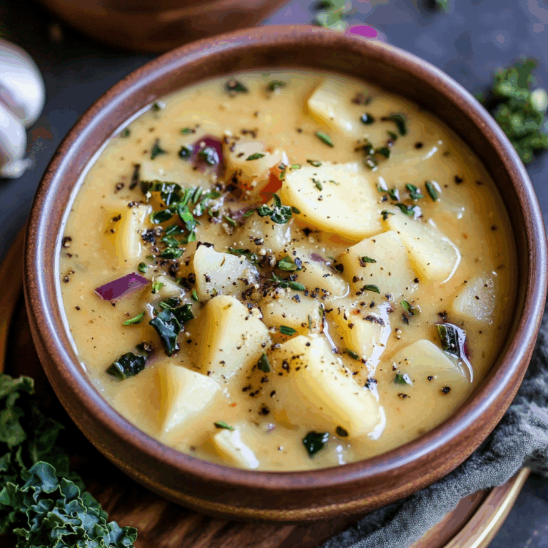 Hearty Cheddar Garlic Herb Potato Soup