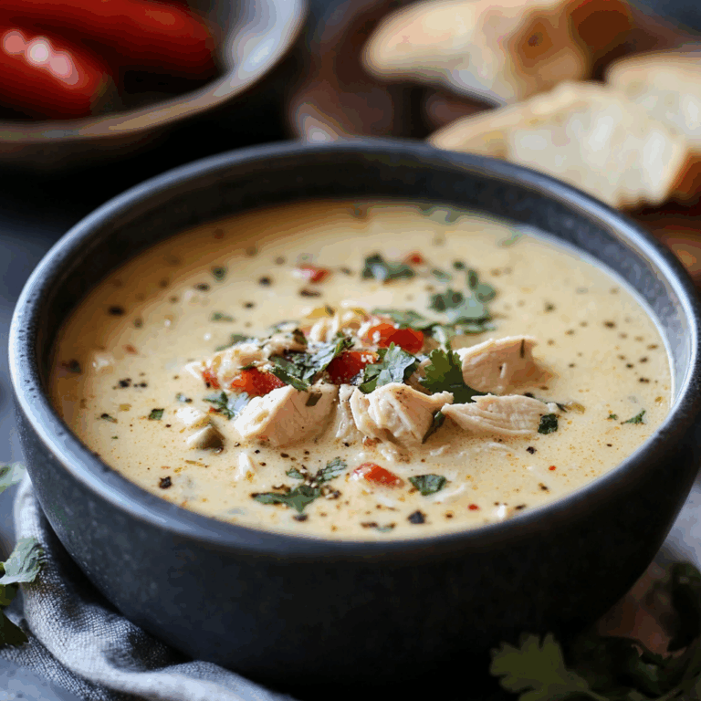 Creamy Chicken and Roasted Poblano Pepper Soup Recipe