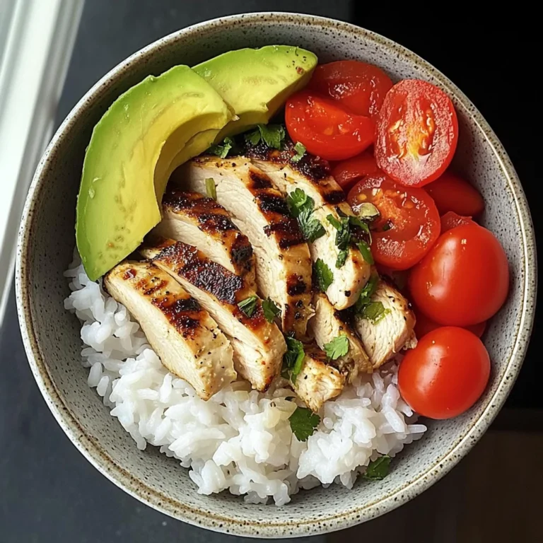 Chicken & Avocado Rice Bowl with Cherry Tomatoes