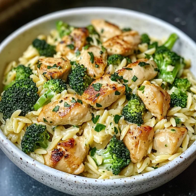Creamy Chicken and Broccoli Orzo Bowl