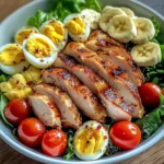 Crispy Chicken & Egg Salad Bowl with Fresh Banana & Greens