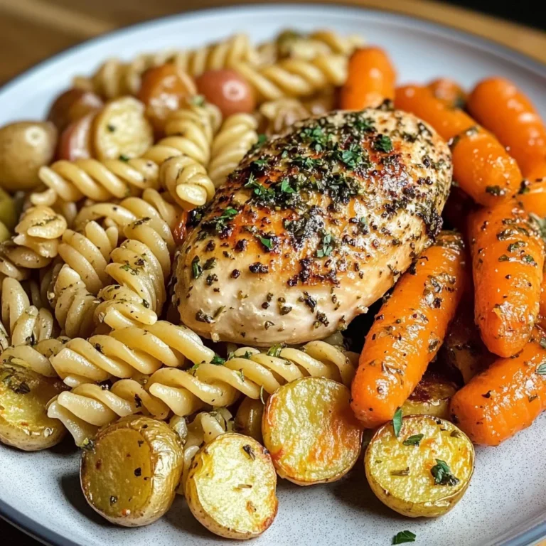 Garlic-Herb Chicken with Roasted Veggies & Creamy Rotini