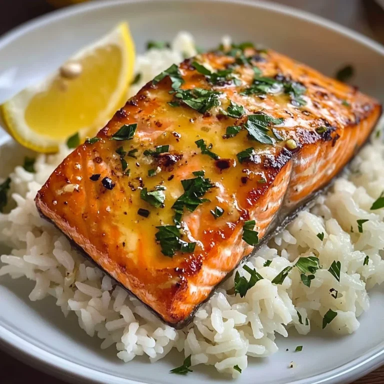 Garlic Butter Salmon with Fluffy White Rice