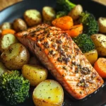 Garlic Salmon with Herbed Potatoes, Carrots & Broccoli