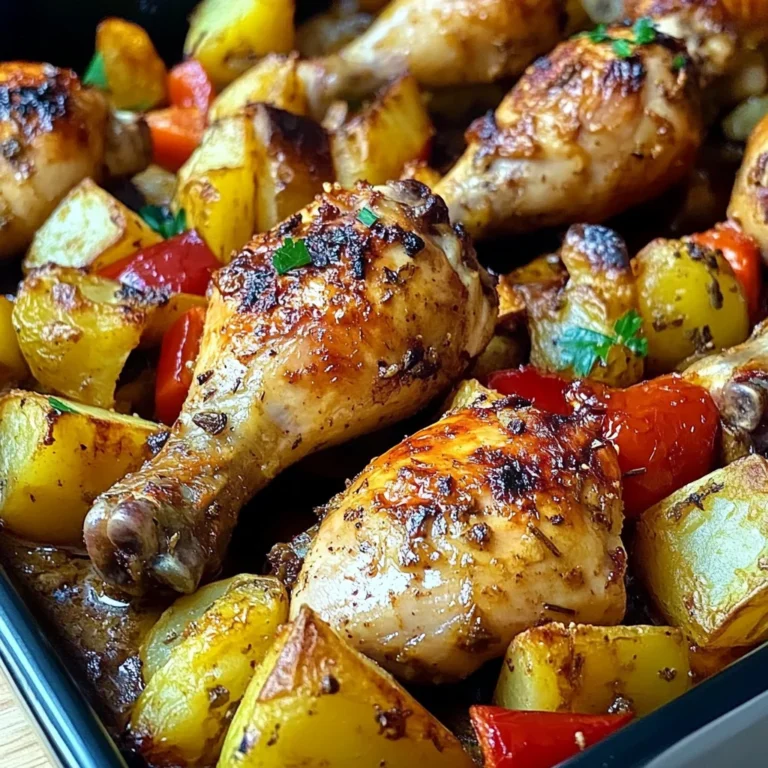 Golden-Baked Chicken Drumsticks with Crispy Potatoes