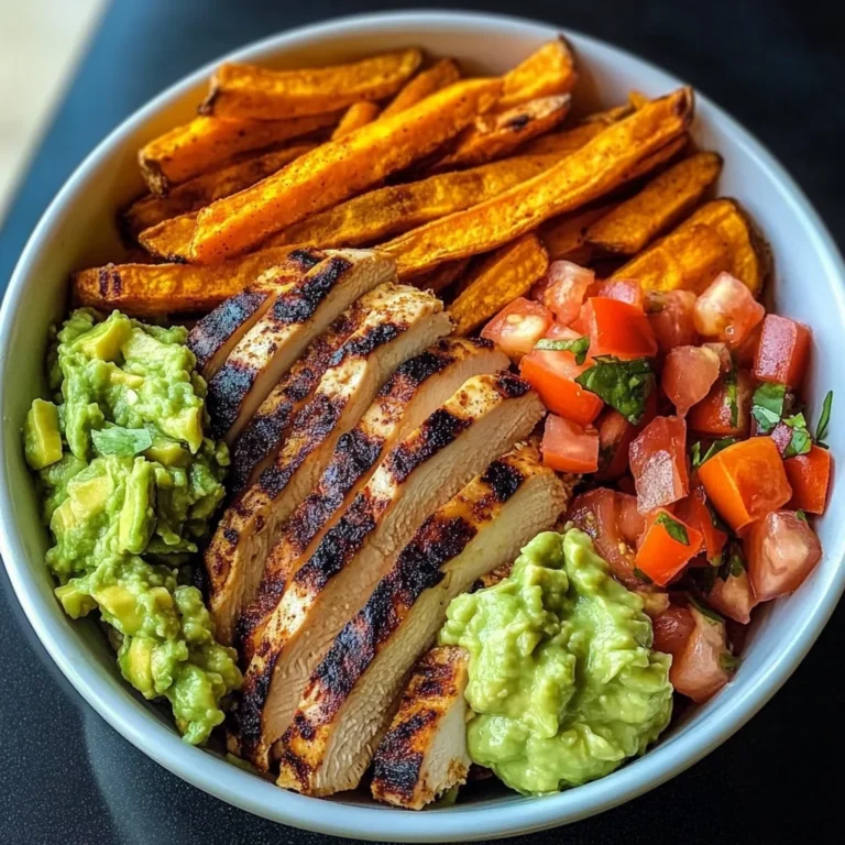 Grilled Chicken Power Bowl with Sweet Potato Fries & Guac