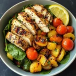 Grilled Chicken & Root Veggie Bowl with Spinach & Lemon