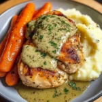 Herb-Cream Chicken with Mashed Potatoes & Glazed Carrots