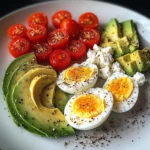 Mediterranean Breakfast Plate with Eggs, Feta & Avocado