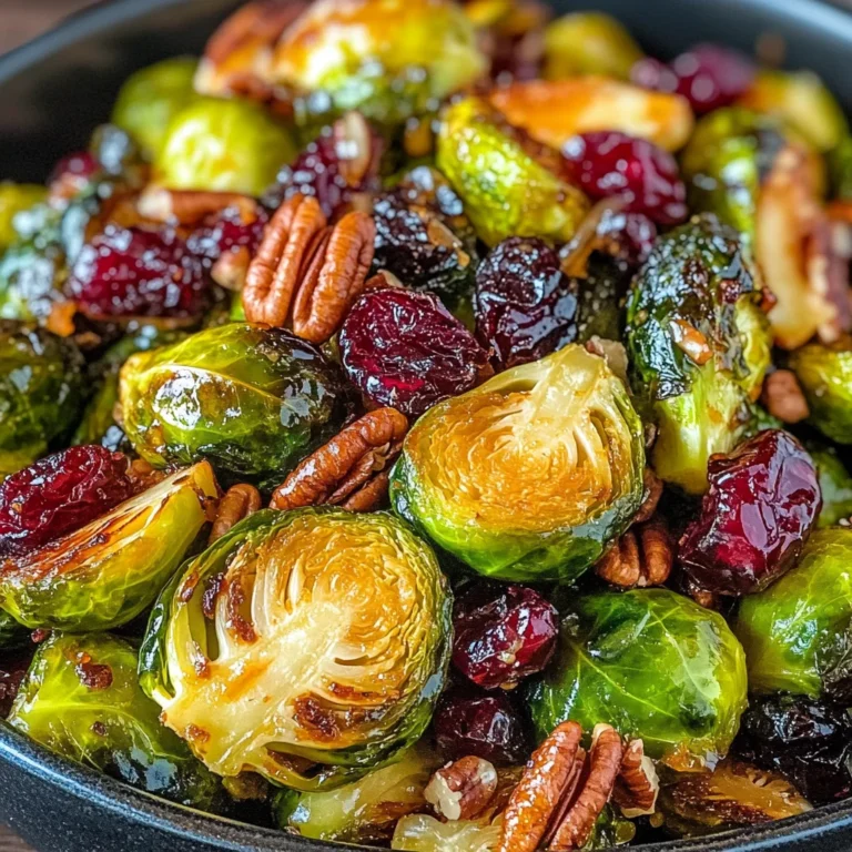 Orange Maple Glazed Brussels Sprouts with Cranberries