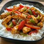 Spicy Chicken Stir-Fry with Peppers & Rice