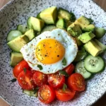 Sunny Egg with Avocado-Cucumber Tomato Salad