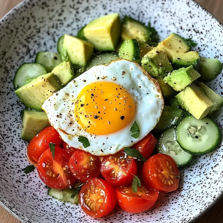 Sunny Egg with Avocado-Cucumber Tomato Salad