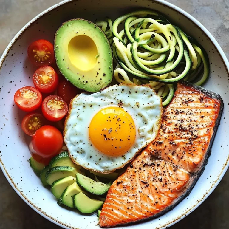Zoodle Power Plate with Salmon, Avocado & Sunny Egg