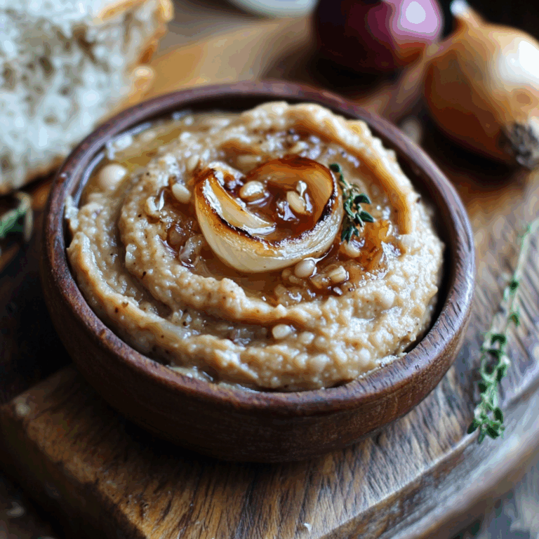 Fasole Batuta: Romanian White Bean Spread with Garlic & Caramelized Onion