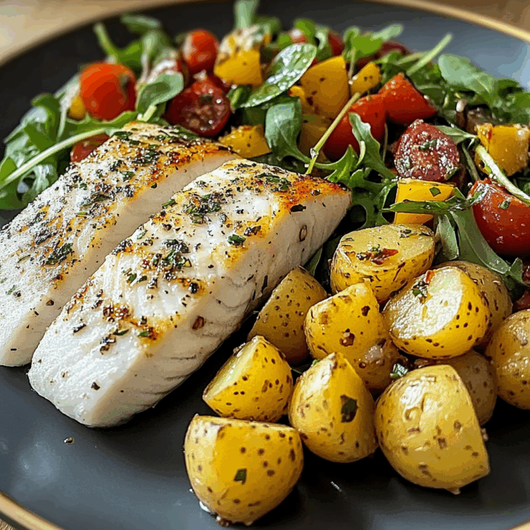 Pan-Seared White Fish with Herbed Baby Potatoes & Garden Salad