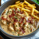 Creamy Chicken Bacon Stroganoff with Golden Fries