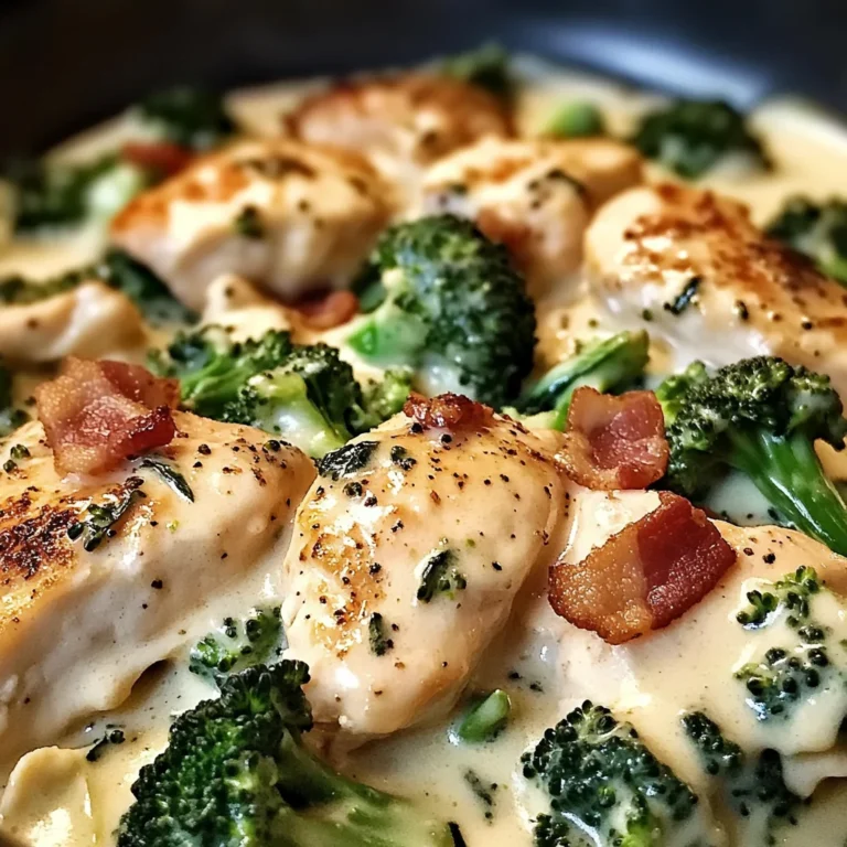 Creamy Garlic Butter Chicken Alfredo with Spinach, Bacon & Broccoli