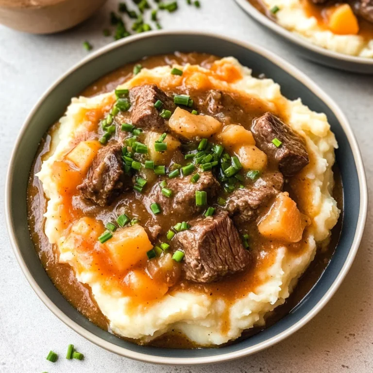 Fall Apple Cider Stew over Mashed Potatoes